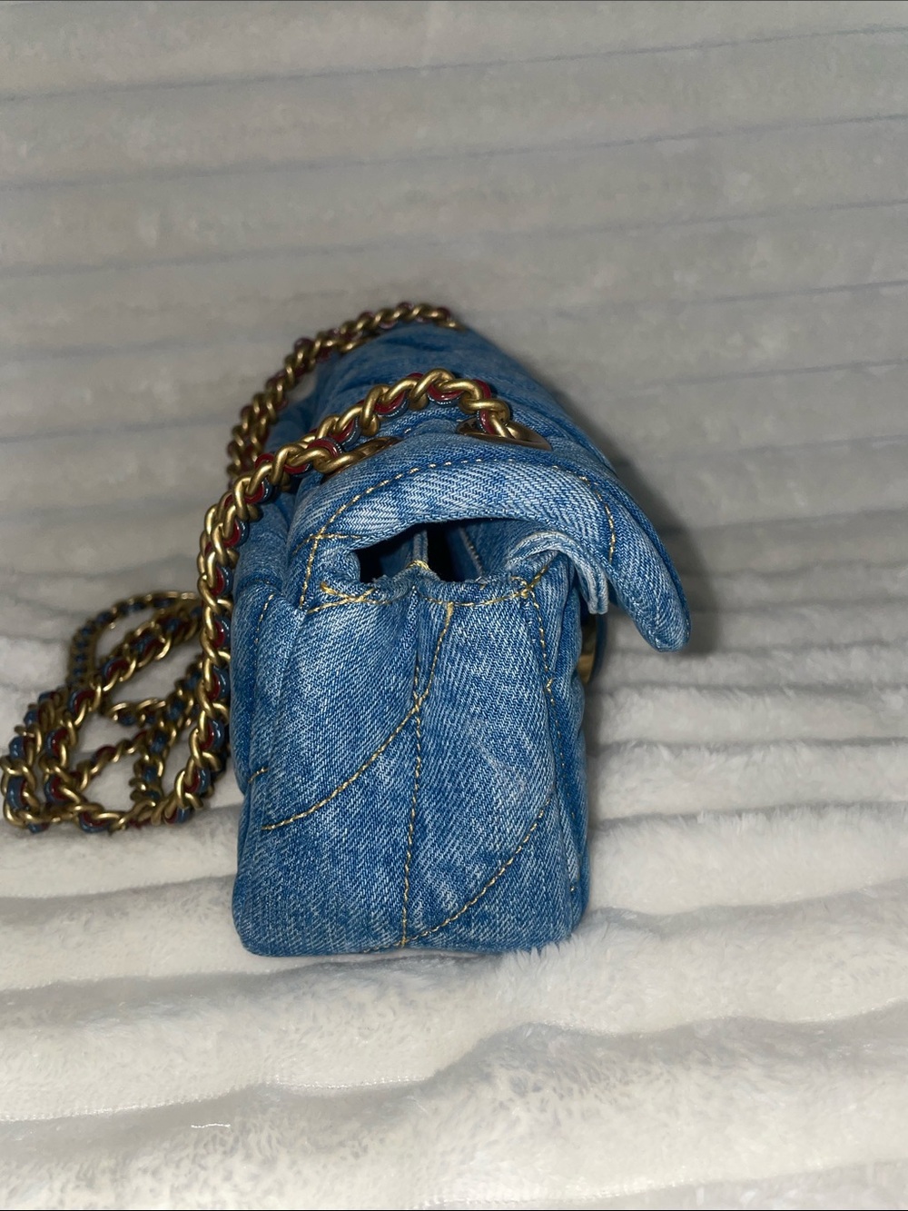 New W/O Tag Coach Blue Quilted Tabby 20 Blue Indigo Denim - Picture 3 of 10